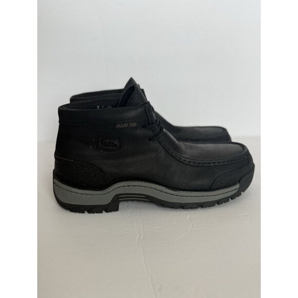 JUSTIN Men's 4" Size 10M Crafton Alloy Toe Work Boot Black SE250 NEW OrthoLite - Picture 5 of 16